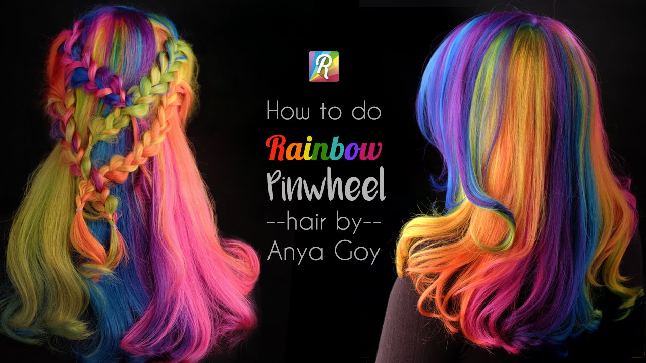How to do Rainbow Hair Pinwheel with a twist by Anya Goy