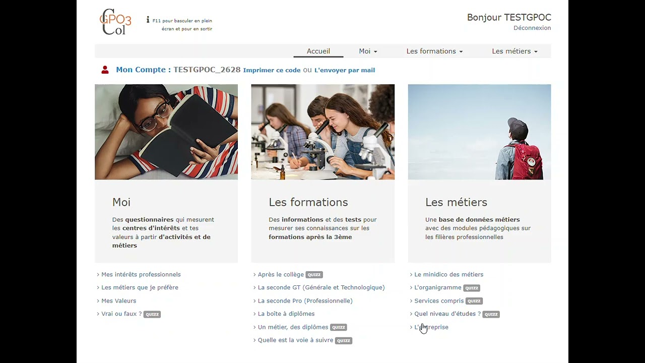 GPO Collège et le Parcours Avenir en 6ème et 5ème