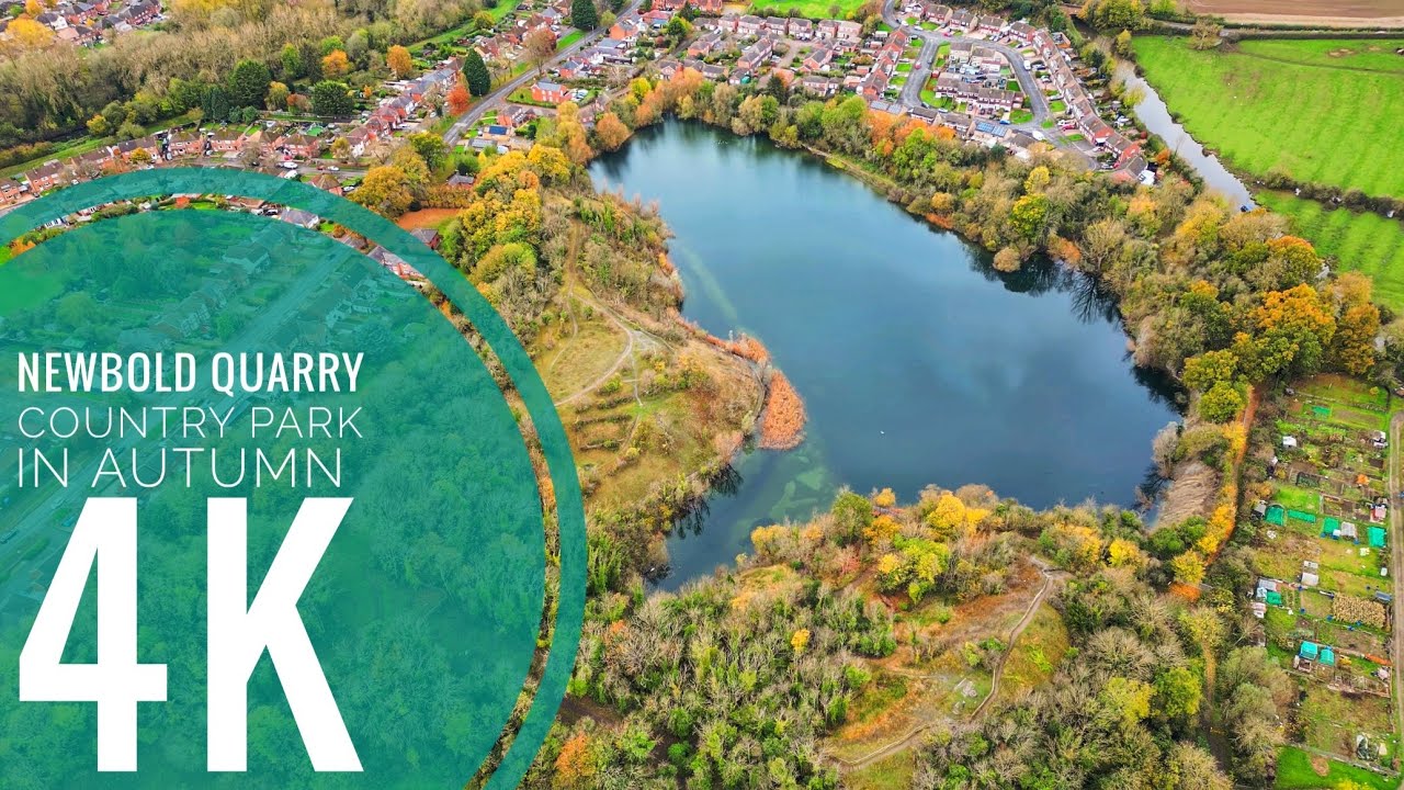 Newbold Quarry Country Park drone 4K Rugby town