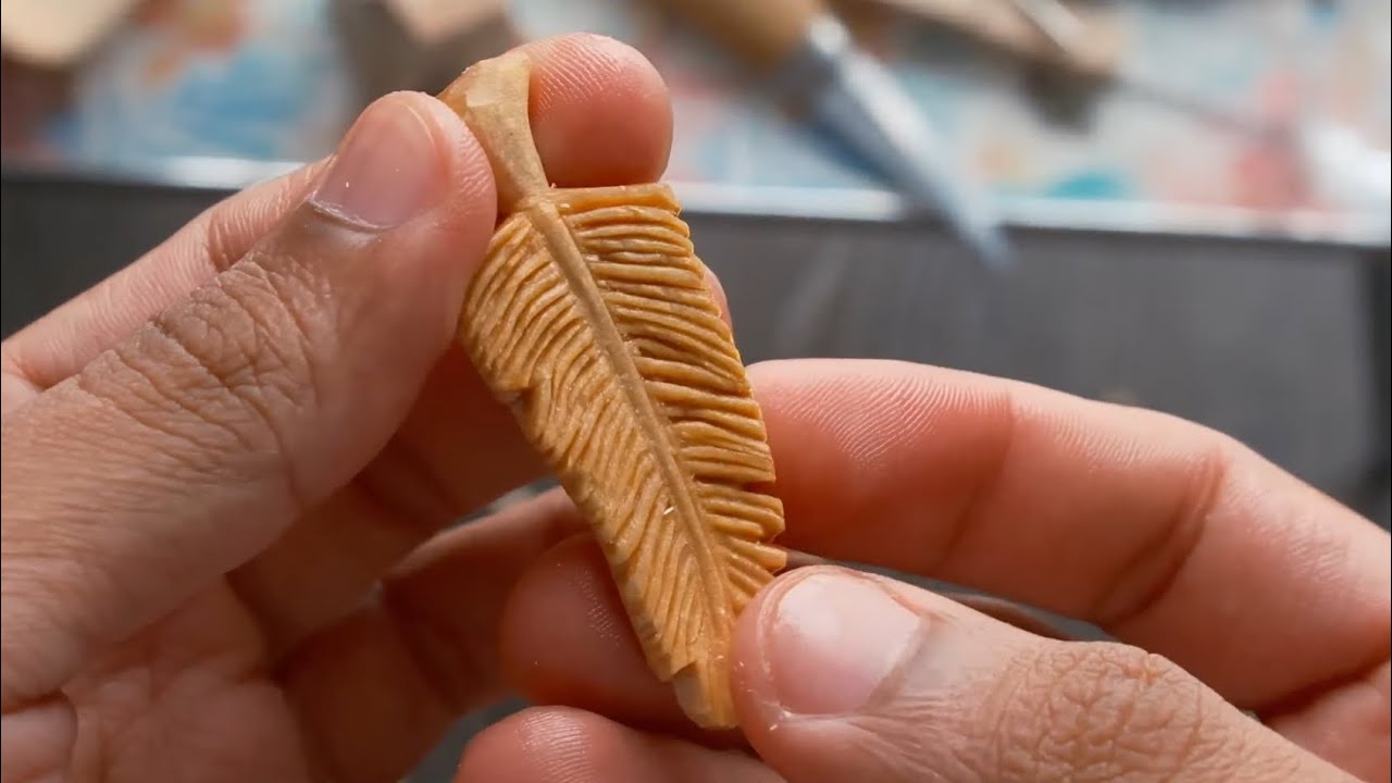Carving Feather | Basswood | Process Video | ASMR