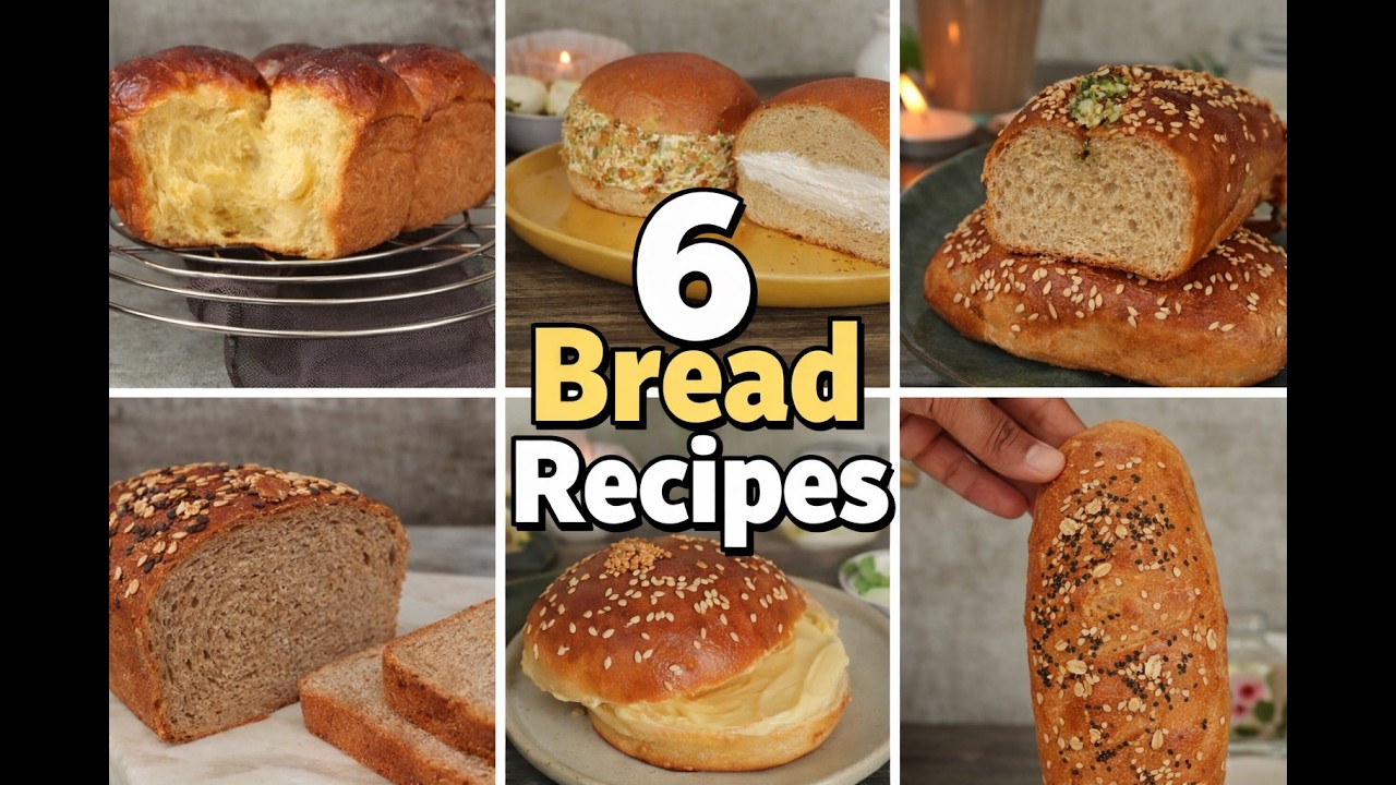 Wheat and Ragi Bread| Focaccia | Wheat Garlic Bread|Bun Maska |Subway Style sandwich bread |Recipes