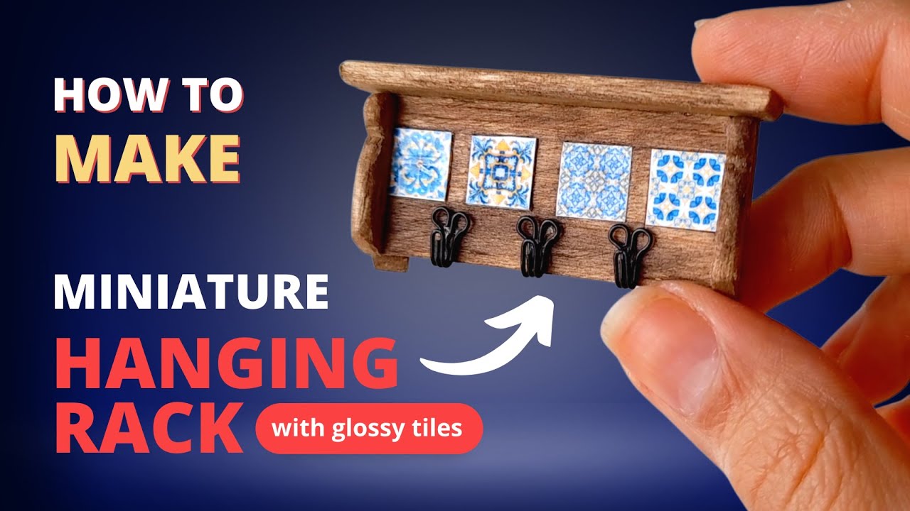 How to make miniature Hanging Rack with hooks! | DIY | Dollhouse