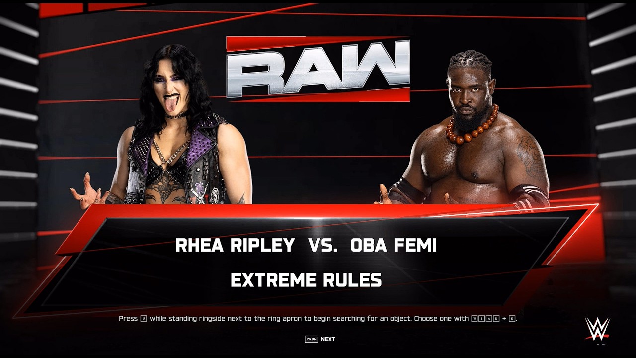Rhea Ripley vs Oba Femi - WWE 2K25 Extreme Rules Gameplay (PS5)