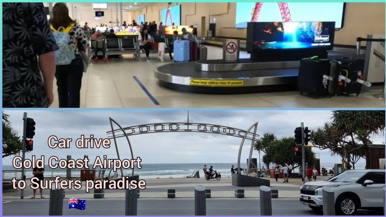Gold Coast Airport to Surfers paradise. Car drive. Australia 🇦🇺
