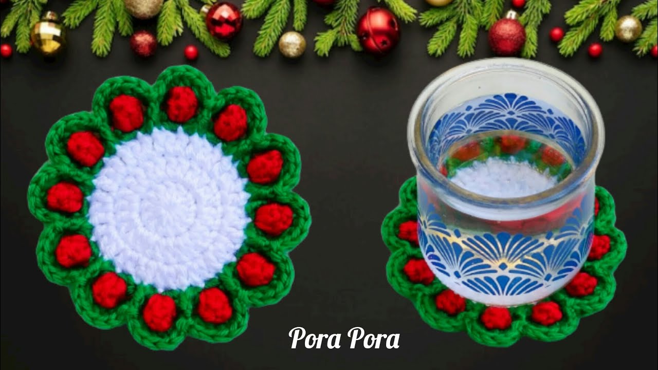 Crochet Christmas Coaster I Crochet Christmas Wreath I Crochet Christmas Decorations