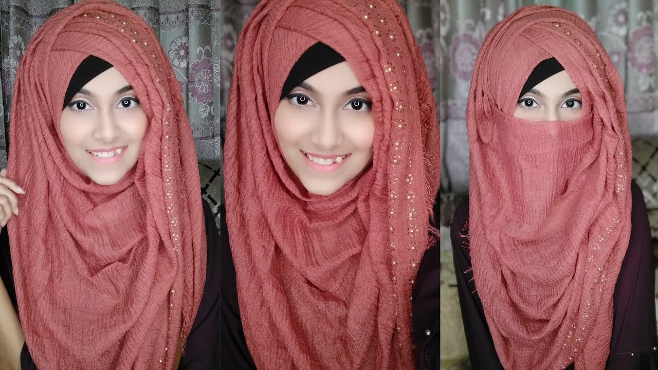 Side layer full coverage hijab & niqab tutorial.. Noshin Nower ❤