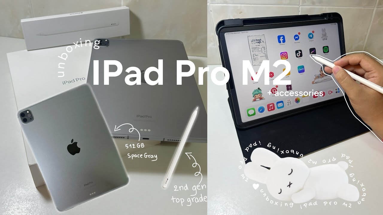 iPad Pro M2 11 inch unboxing📦 + accessories ￼|| aesthetic🍓✨|| testing camera 📷 