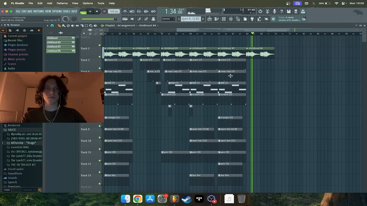 white boy arranges emotional sample jerk type beat after working a construction shift