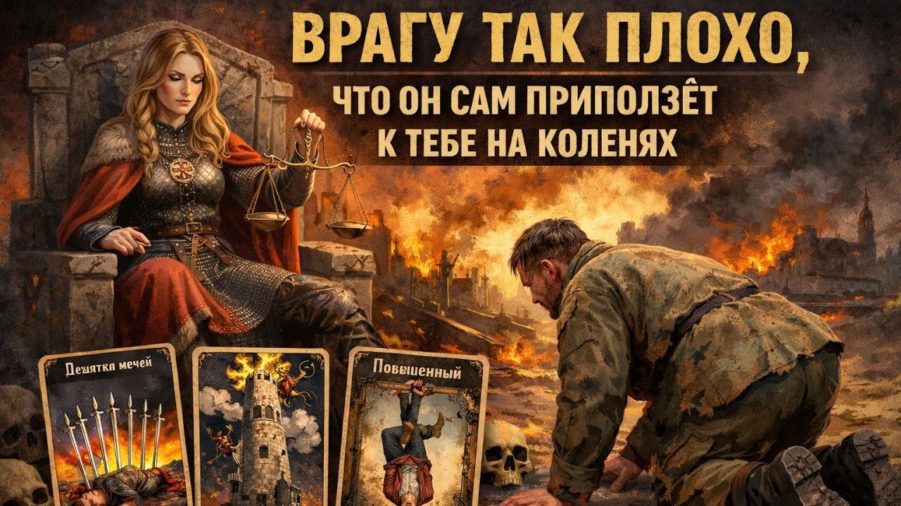ВРАГУ ТАК ПЛОХО, ЧТО ОН САМ ПРИПОЛЗЁТ НА КОЛЕНЯХ К ТВОЕМУ ПОРОГУ.#таро #гадание #tarot 