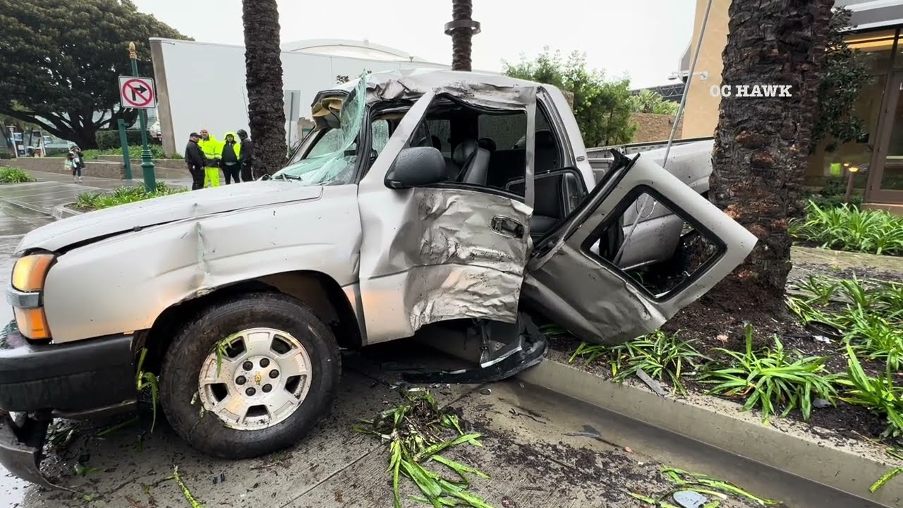 Anaheim stolen truck crashes into tree