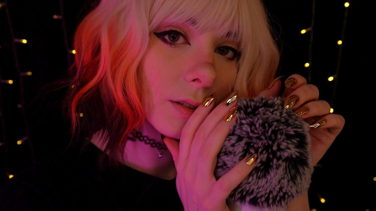 ASMR | slow, close up & clicky Unintelligible Whispering - subtle rain ambiance