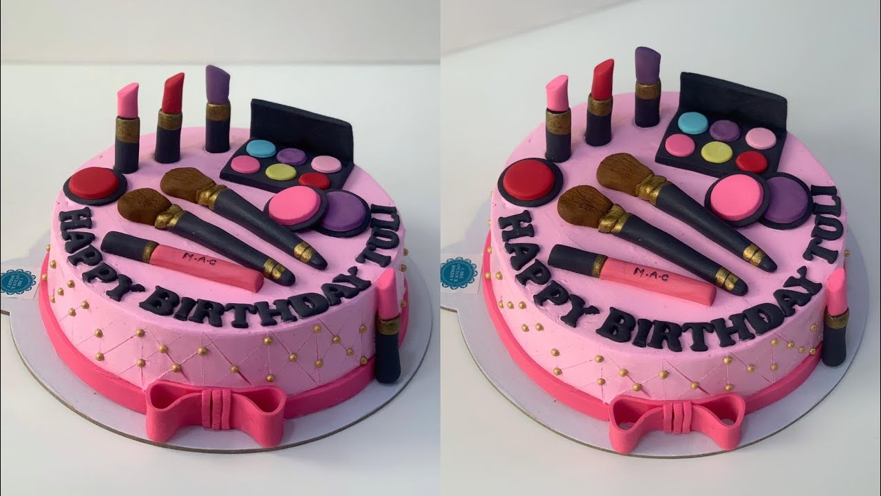 Step By Step Makeup Theme Cake Decorating Tutorial | Makeup Theme Fondant Toppers | Makeup Cake