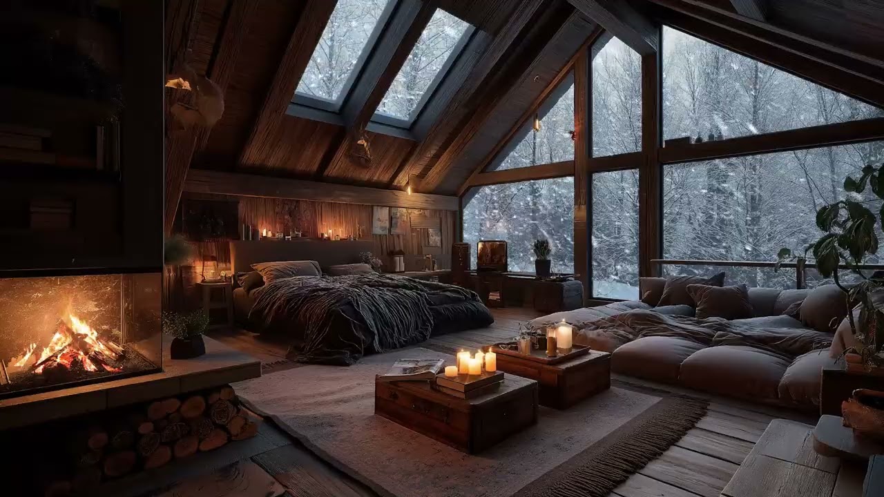 Snowy Night Calm 🔥 Gentle Fireplace Sounds for Relaxation & Comfort
