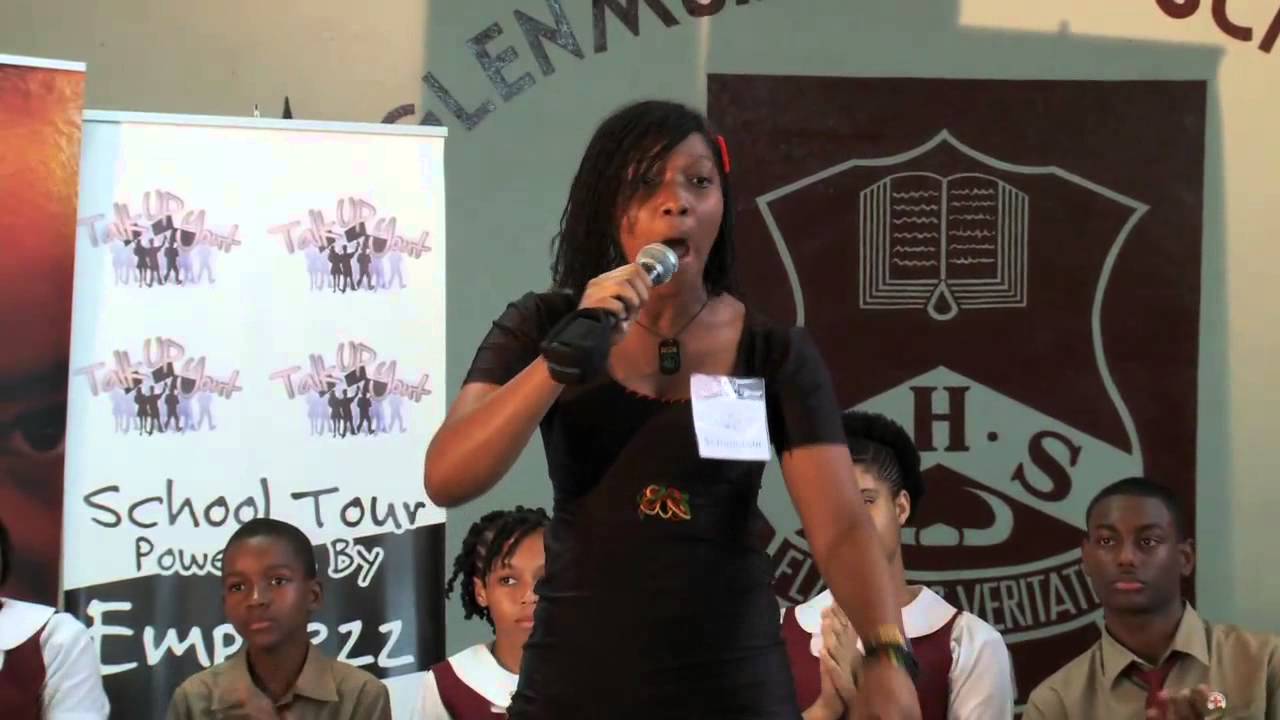 Gabeena  Teenage Dub Poet performing at Glen Muir High School