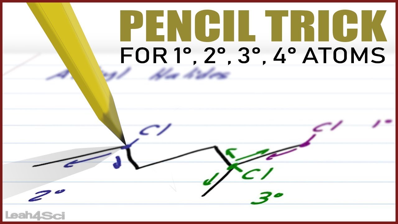 Pencil Trick for Primary, Secondary, Tertiary, & Quaternary Carbon and other Atoms