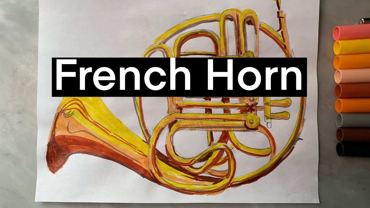 How to draw a french horn