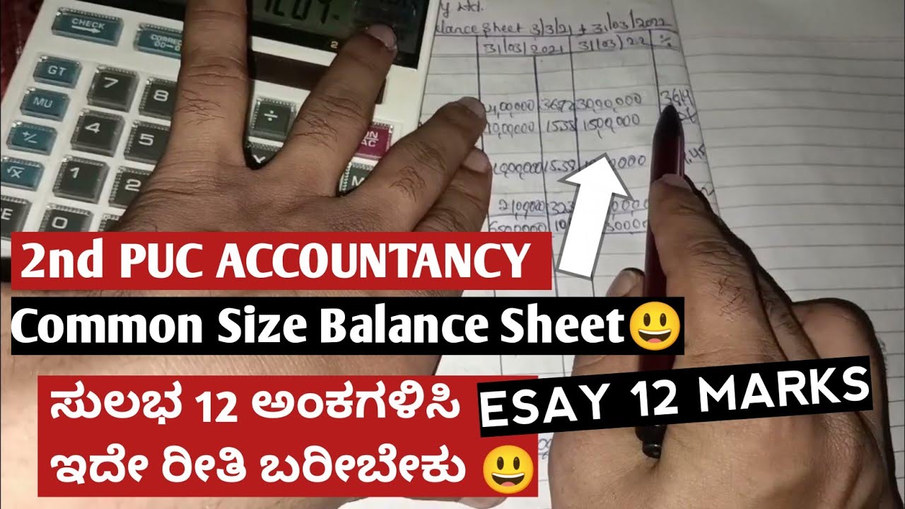 2nd PUC Accountancy:- Common Size Balance sheet| 12 marks fixed Problem Solution