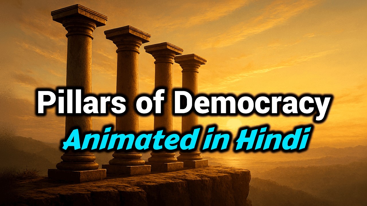 🏛️1.4 Pillars of Democracy in Hindi | ✨Simple Explanation with Animation | 📖11th English Explanation