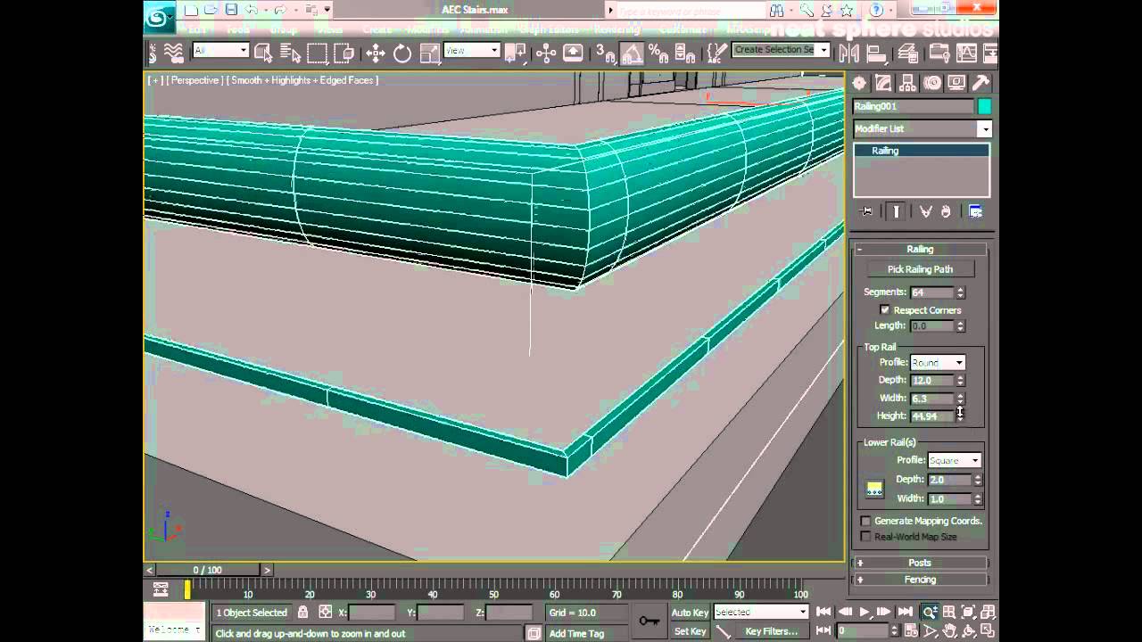 Learn Autodesk 3ds Max -- Chapter 4 - Creating and Placing AEC Railings