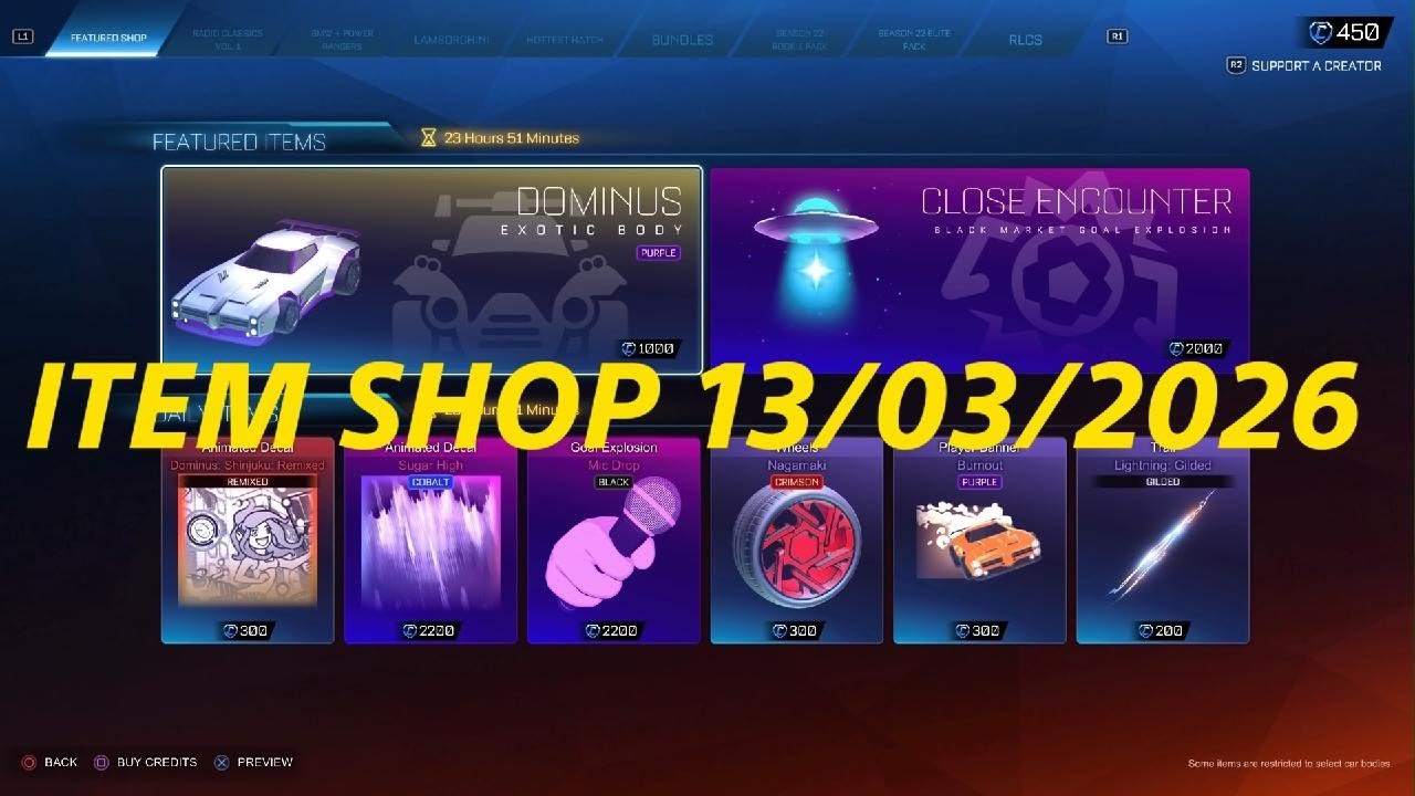 Rocket League ITEM SHOP 13/03/2026