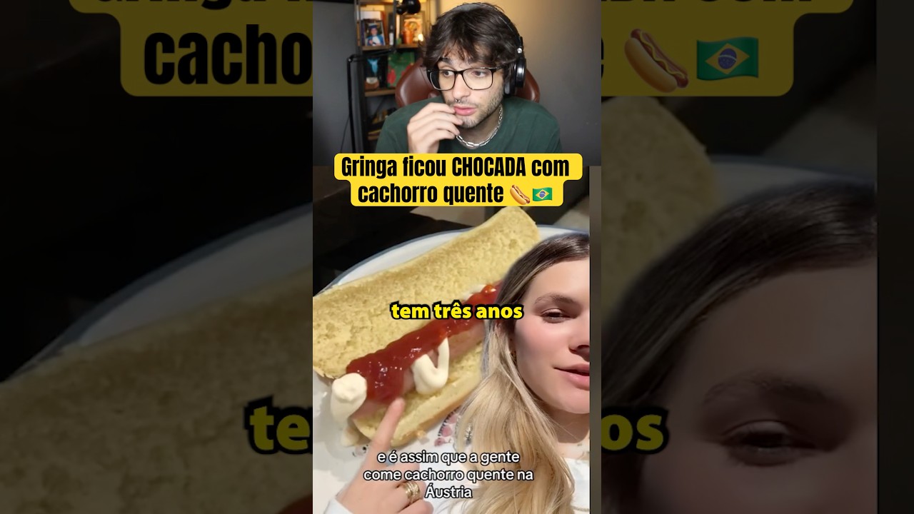 gringa ficou impressionada com cachorro quente brasileiro 🌭 #cortesdovilla #react #gringa
