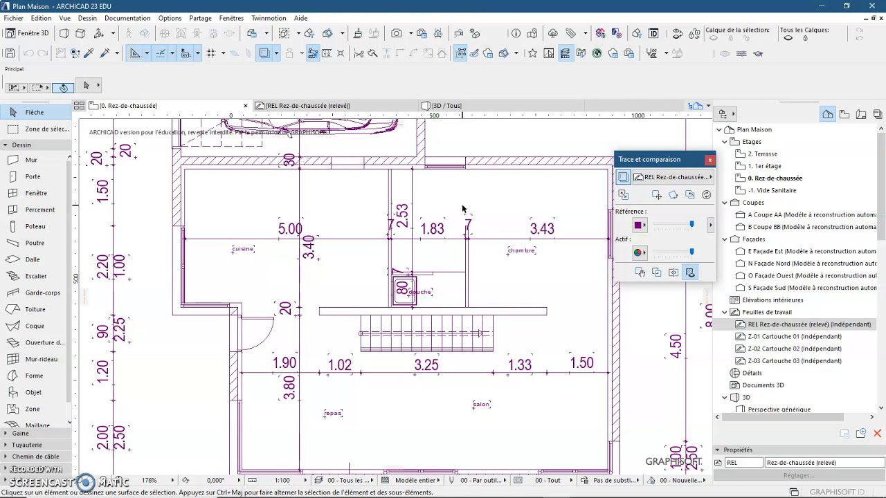 Comment importer un fichier PDF et utiliser la palette Trace et Comparaison dans archicad