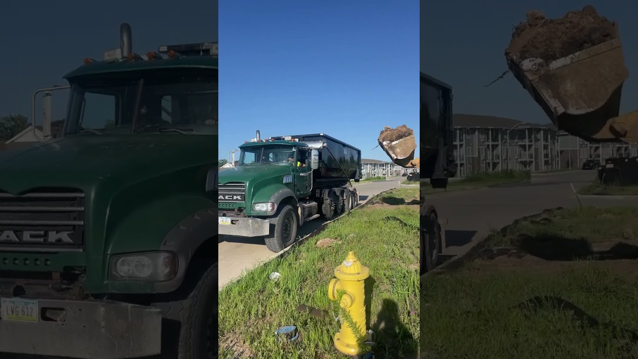 Roll off trucks hauling dirt