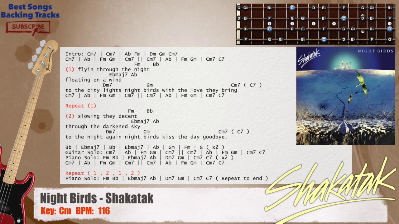 🎻 Night Birds - Shakatak Bass Backing Track with chords and lyrics