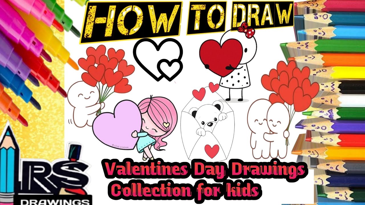 Valentines day Easy drawings collection video for kids&toddlers