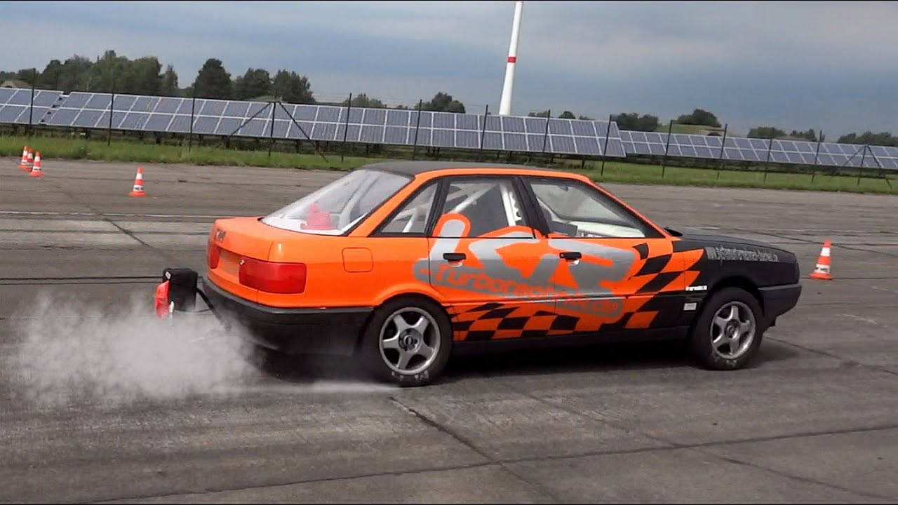 Audi 80 VR6 Quattro Turbo 1100hp Drag Race Acceleration & Sound