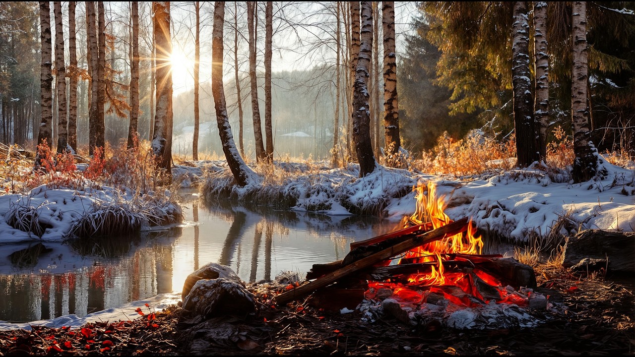 First Days of Spring Campfire 🌱🔥 Gentle River Sounds & Early Spring Nature for Deep Relaxation