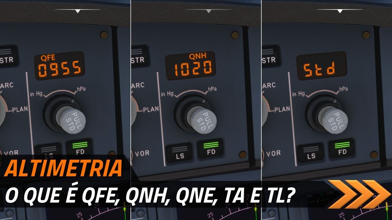 Ajustes altimétricos (QFE, QNH, QNE) e altitude/nível de transição - EP182