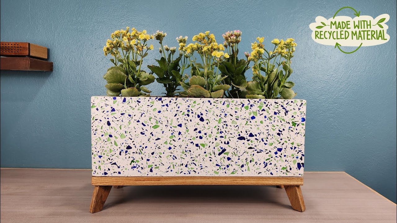 RECICLA VIDRIO ♻️ Cómo hacer maceta de terrazo