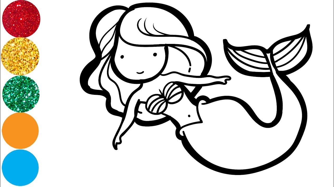 Glitter Cute Mermaid - Drawing and Painting for Toddlers, Kids