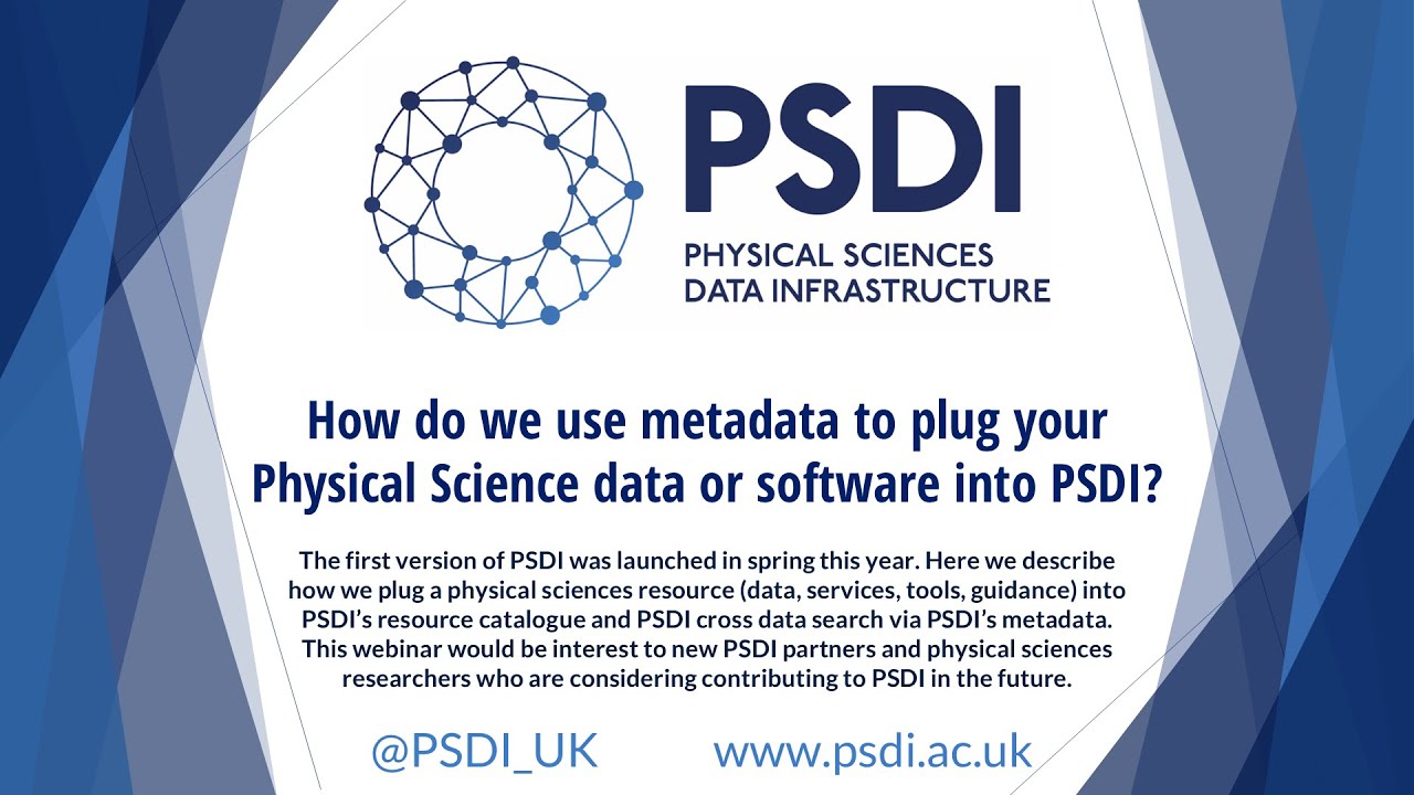 How do we use metadata to plug your Physical Science data or software into PSDI? - PSDI Webinar