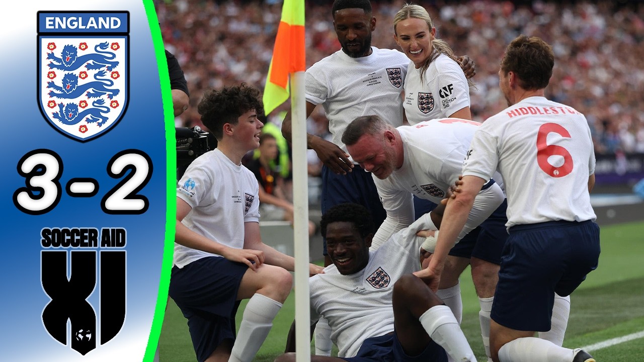 England XI vs World XI 3:2 - All Goals & Highlights | Soccer Aid 2026 | Rooney, Jordi Alba & More