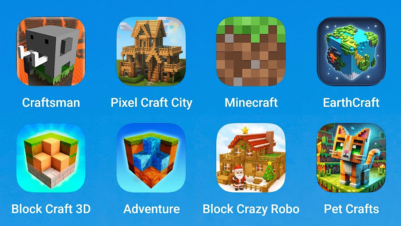 Craftsman, Pixel Craft City, Minecraft, EarthCraft, Block Craft 3D, Adventure, Block Crazy Robo