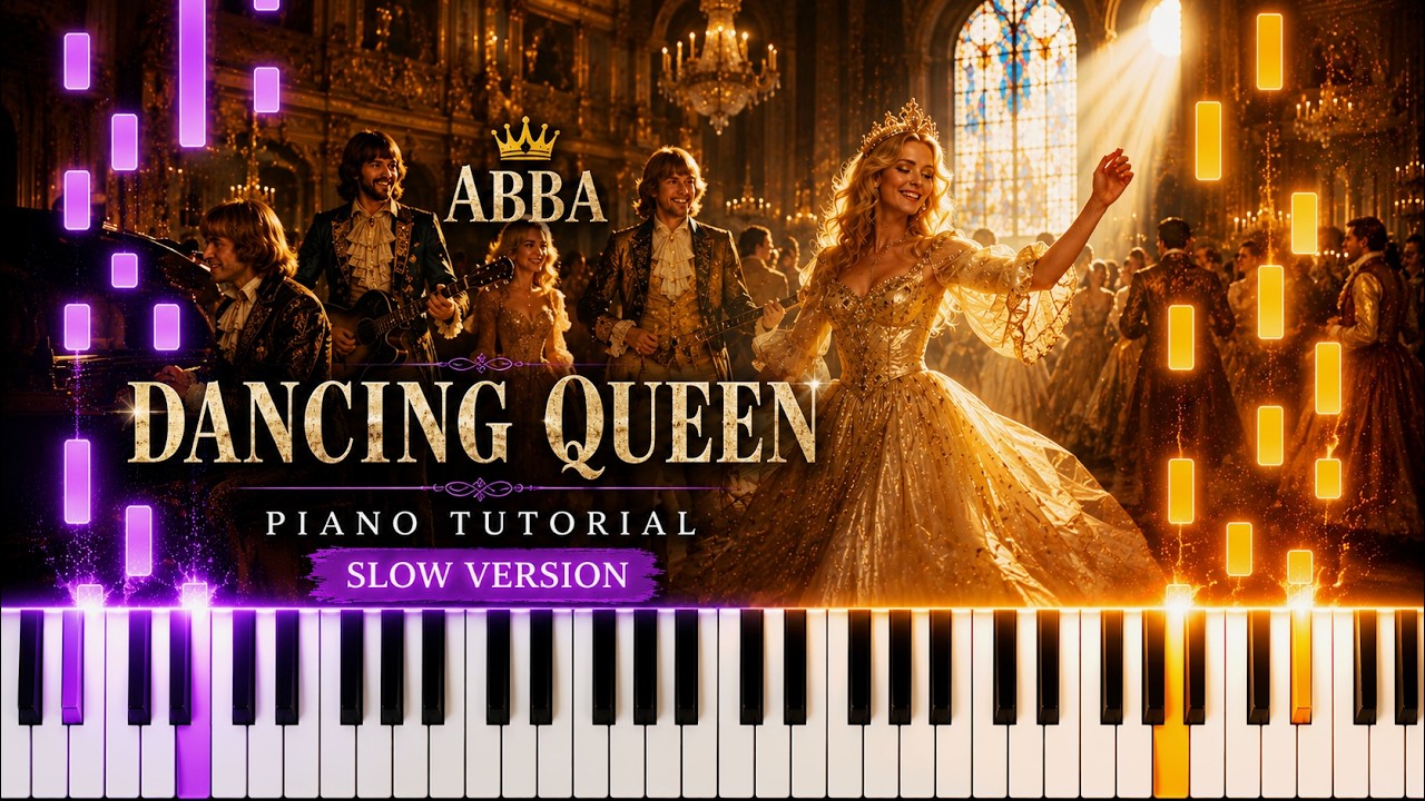 Learn To Play Dancing Queen ABBA on Piano! (Easy) SLOW 50% Speed