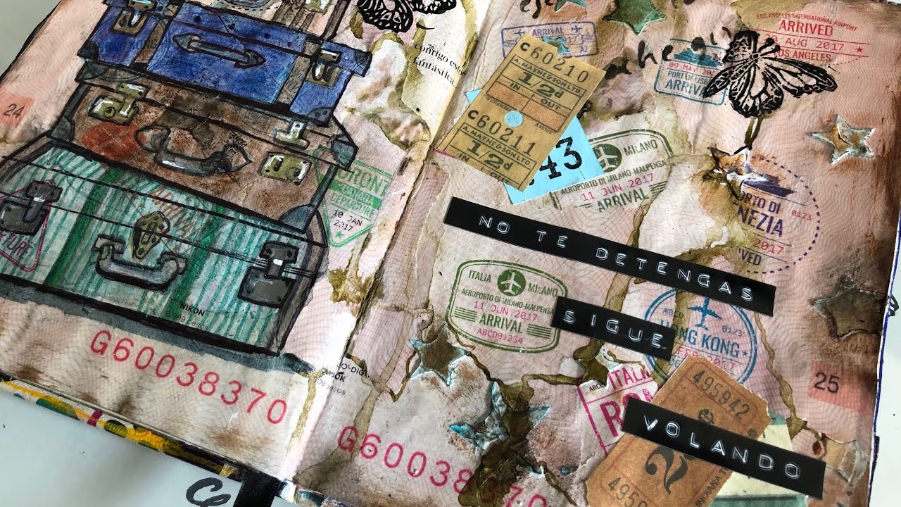Diario de Arte/Art Journaling estilo Vintage con collage con revistas