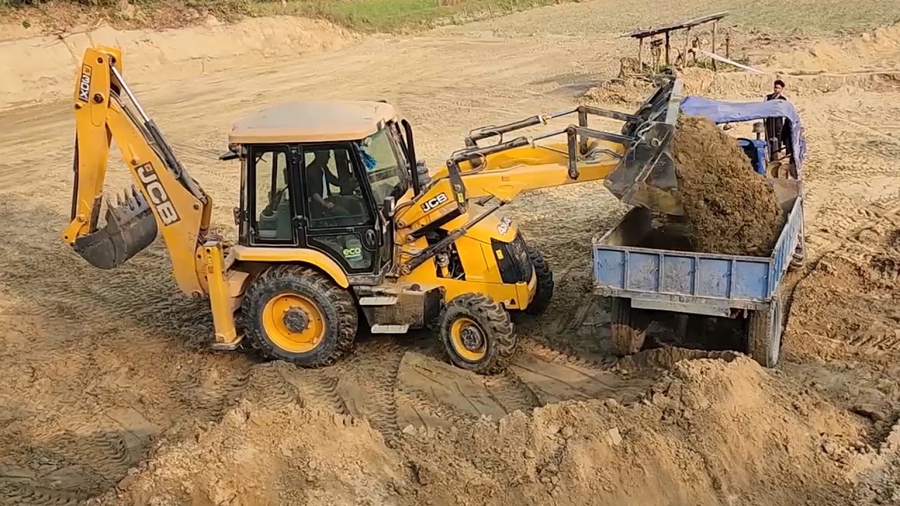 New JCB Backhoe Loading Soil in Tractor - Tractor and Dozer Working Video - Part 2