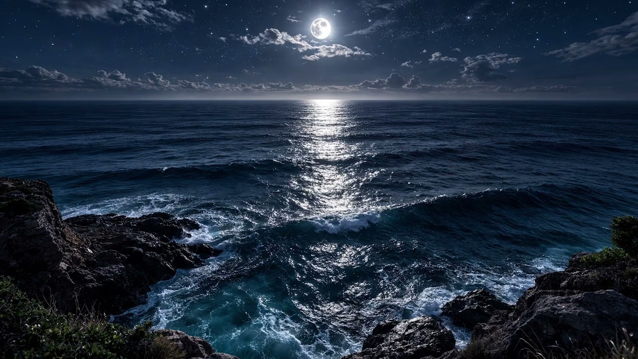 Deep Sleep by the Moonlit Ocean 🌊 8 Hours of Relaxing Waves for Insomnia & Stress Relief