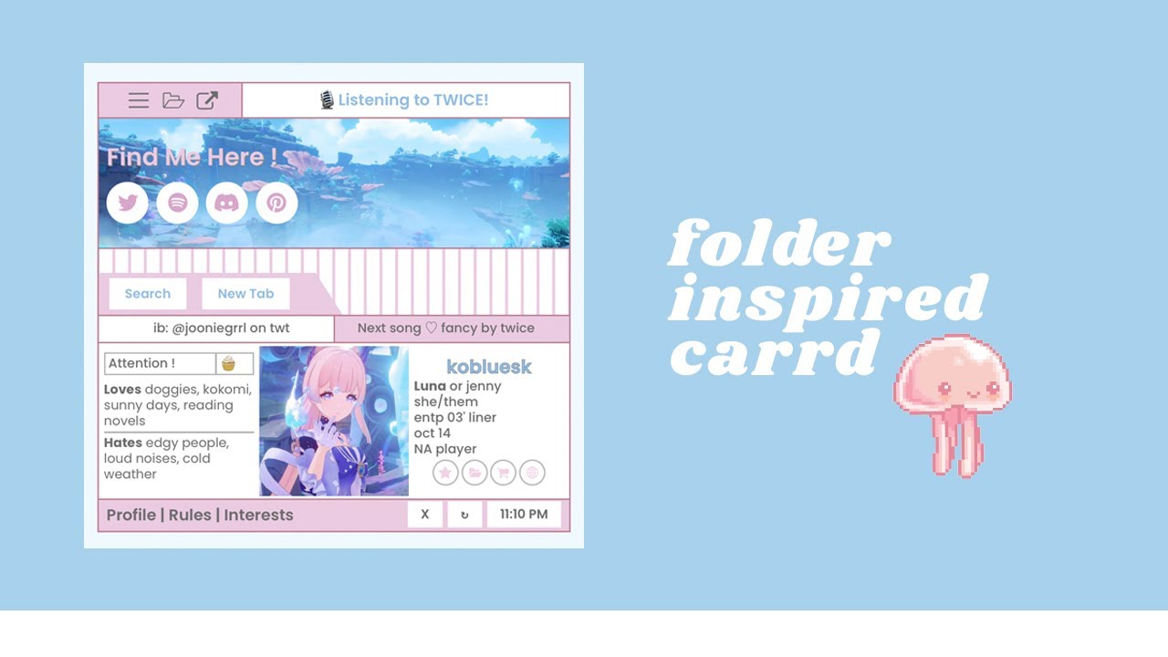 folder themed; interactive carrd tutorial