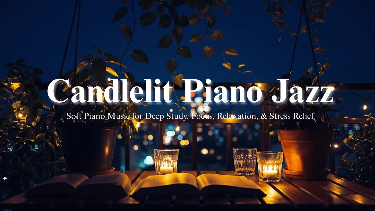 Candlelit Balcony Jazz & Soft Piano Music for Deep Study, Focus, Relaxation, & Stress Relief