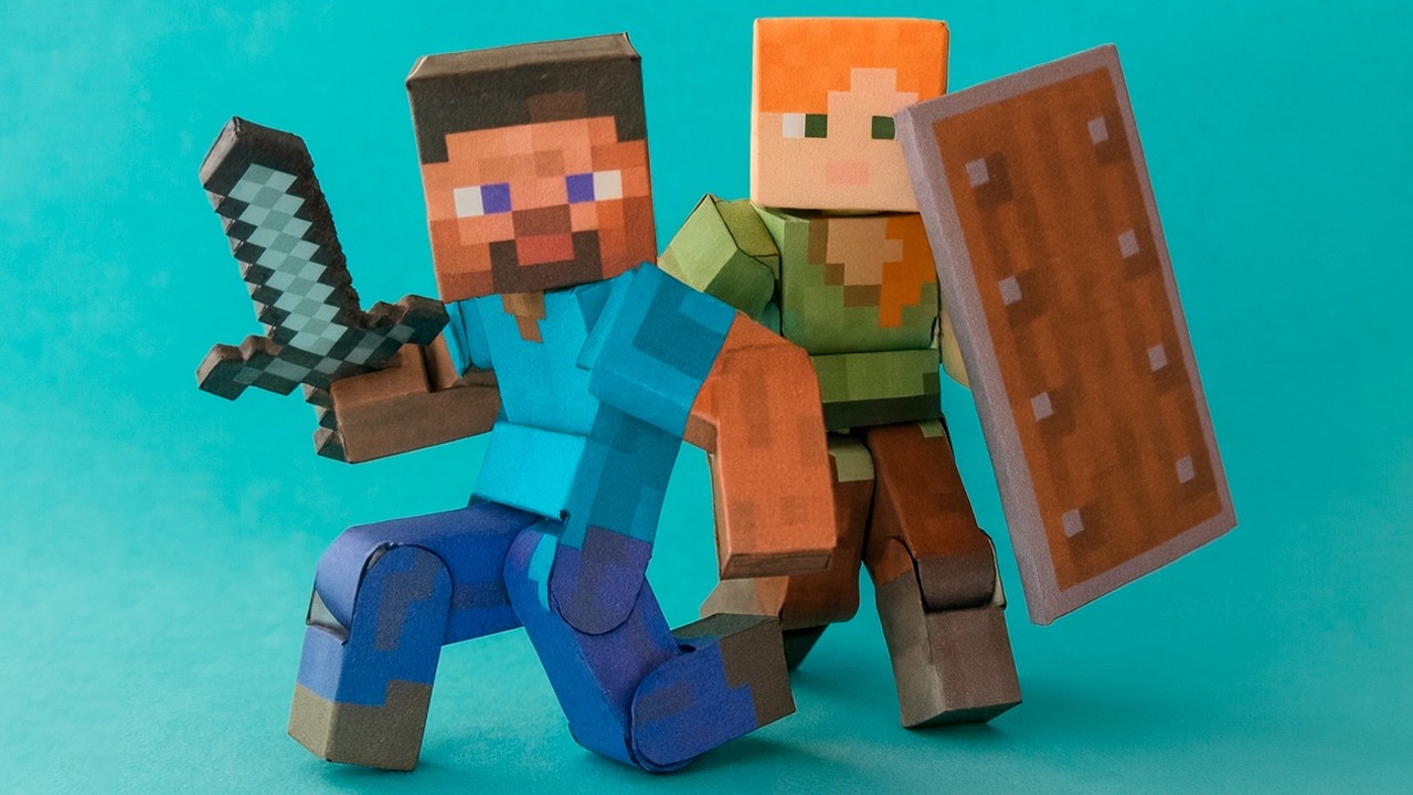 Steve, Alex, Mikecrack y Dream Articulados — Papercraft Minecraft (12 articulaciones) + Plantillas