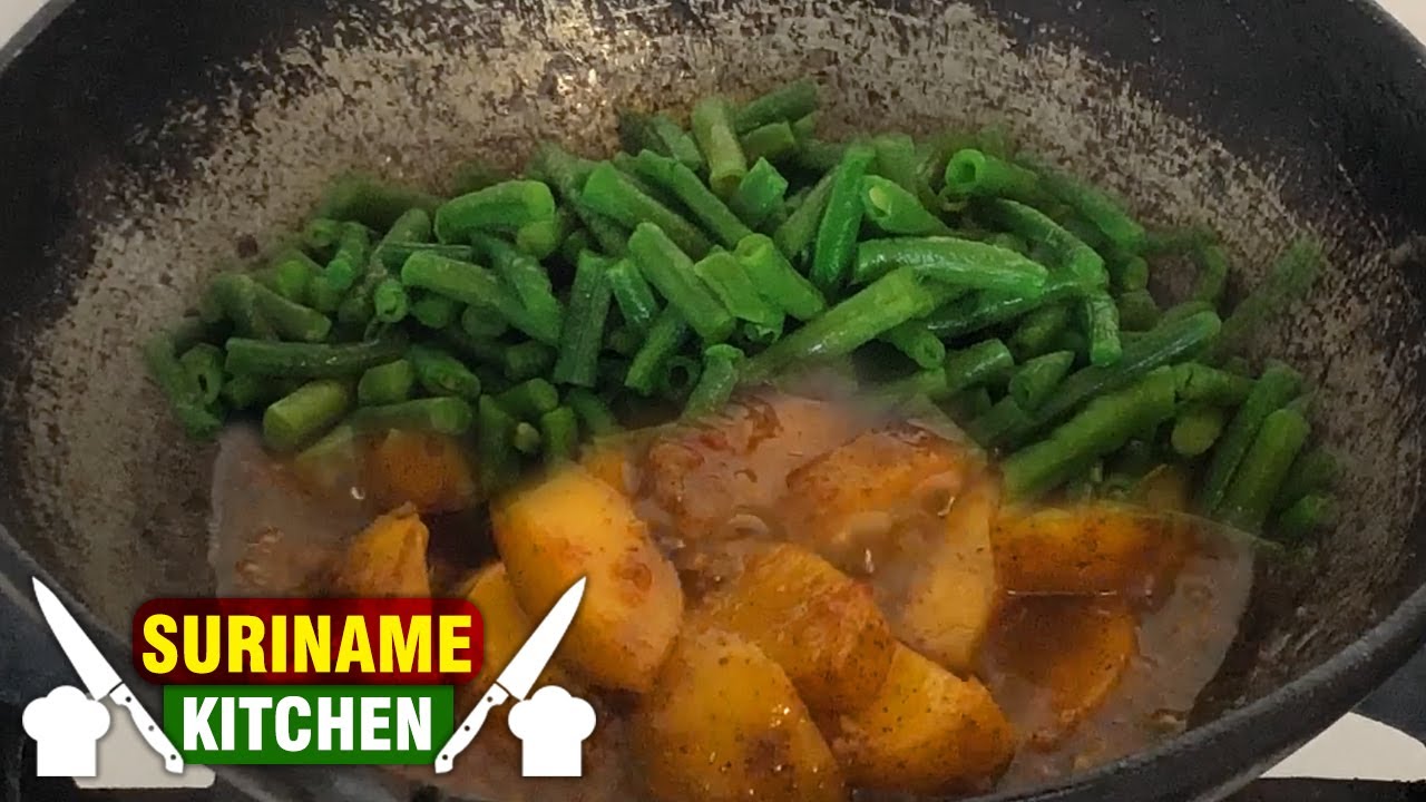 Aardappel Kouseband Masala Tarkarie | Potato Long beans Masala Curry | Suriname Kitchen