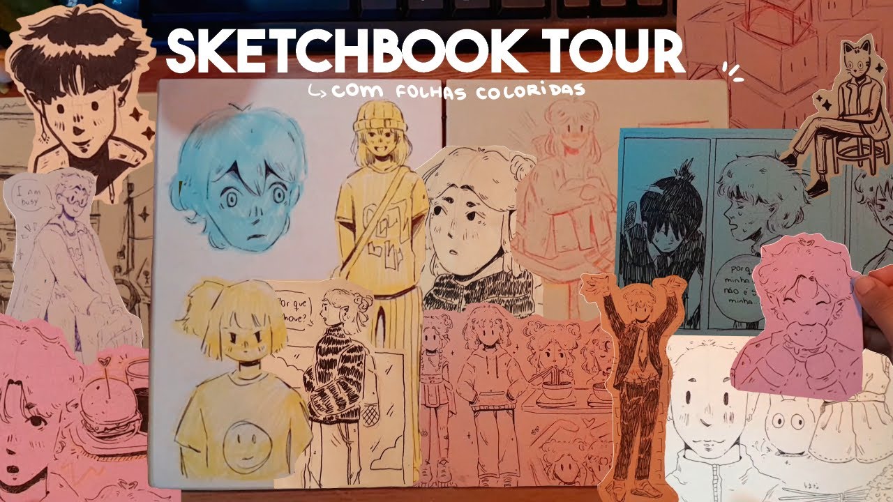 Sketchbook cheio de rabiscos e estudos | Sketchbook Tour