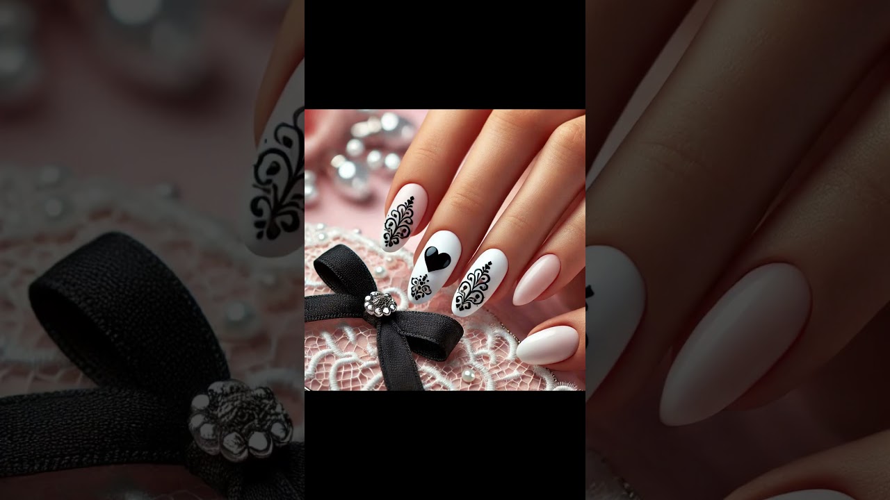Black and red Valentines day Nails  