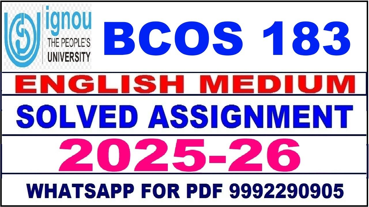 BCOS 183 solved assignment 2025-26 in English || bcos 183 solved assignment 2026 || bcos183 2025-26