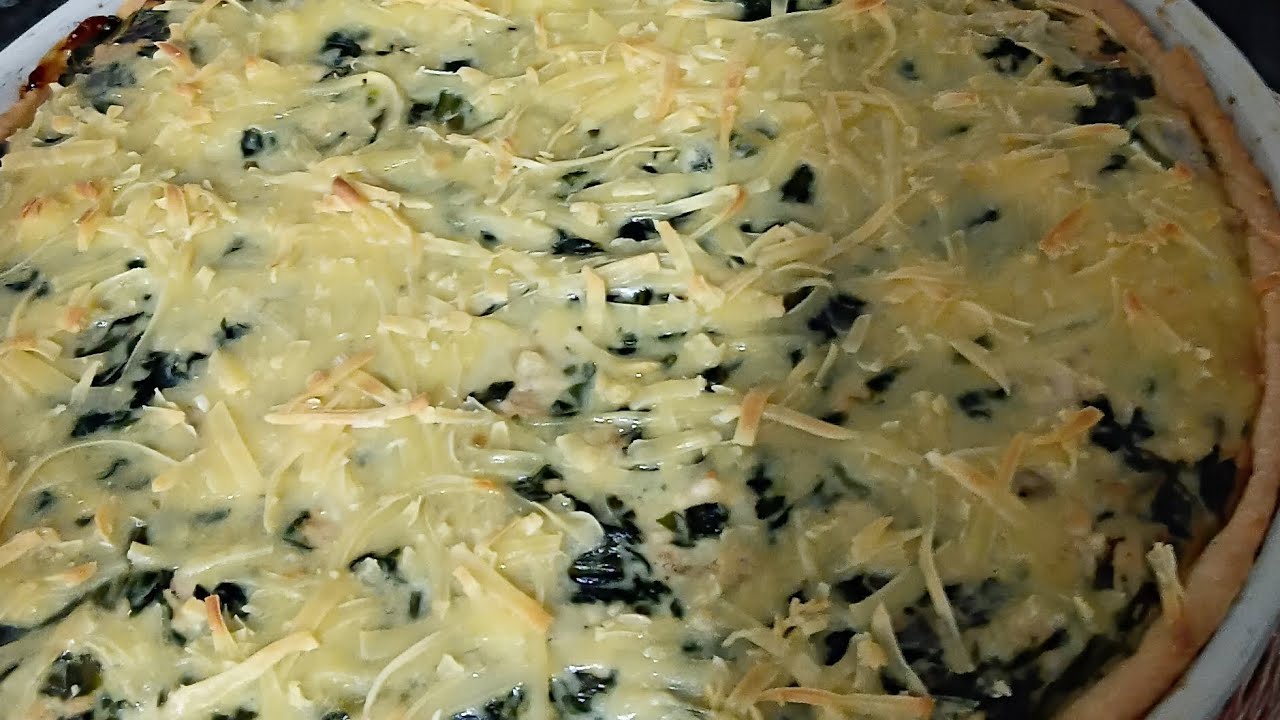 وصفة الكيش بالسبانخ والدجاج بعجينة ناجحة100% وبنينة هبالللل 🤤