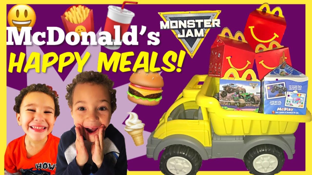 McDonald&rsquo;s Happy Meal Monster Jam Toys! | Fire And Ice Happy Meal FAIL?! | Monster Truck Stunts!
